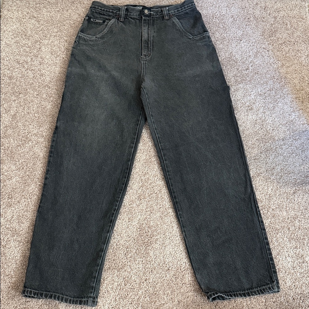 WU WEAR/Charcoal Gray Wide Leg Jeans for Women